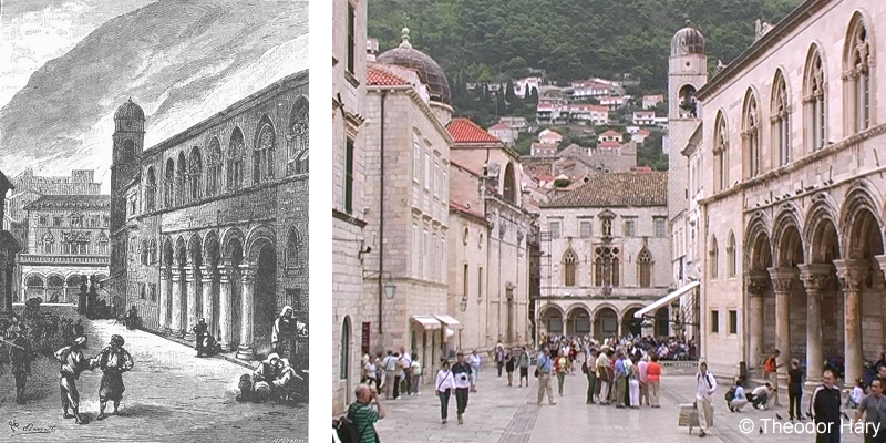 La grande place de Raguse (Dubrovnik 1885 und heute)